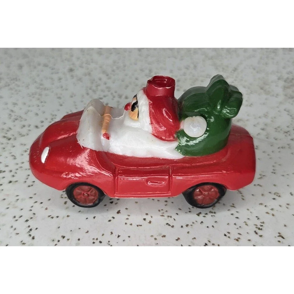 Lot of 10 pieces Vintage Santa in Car Blow Mold Plastic Christmas Light Covers